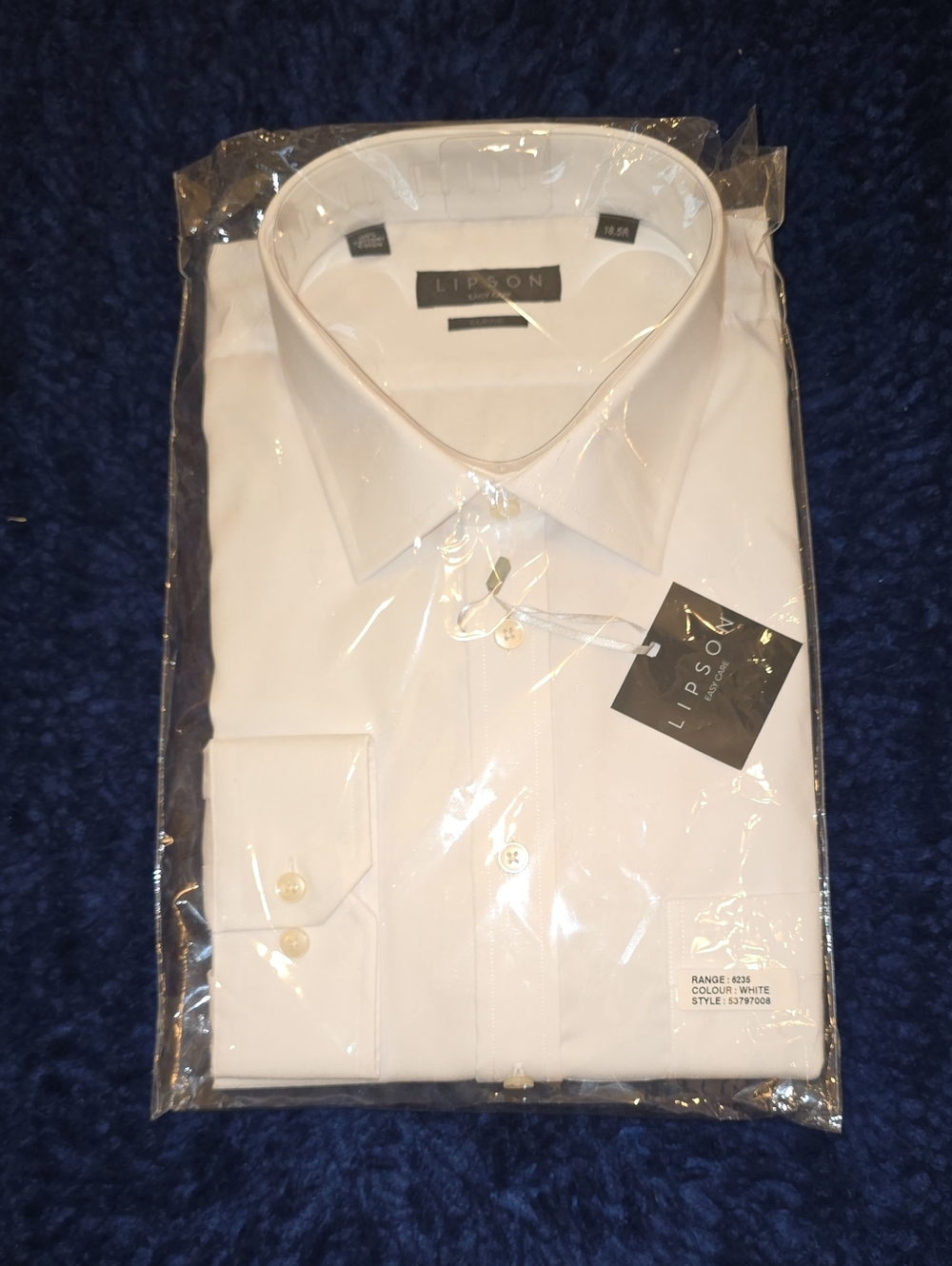 Lipson Men’s Classic White Dress Shirt, Size 18.5R